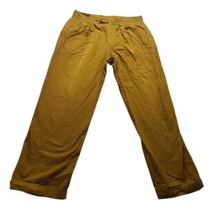 Bobby Jones Men's Mustard Yellow Pleated Cuffed Cotton‎ Golf Pants Zip Fly 36x30